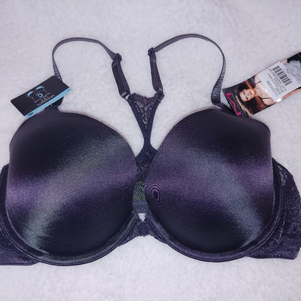 NWT Maidenform Custom Lift Front Close Bra Gray